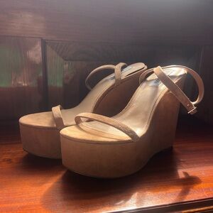 Steve Madden Beige Platform Wedges